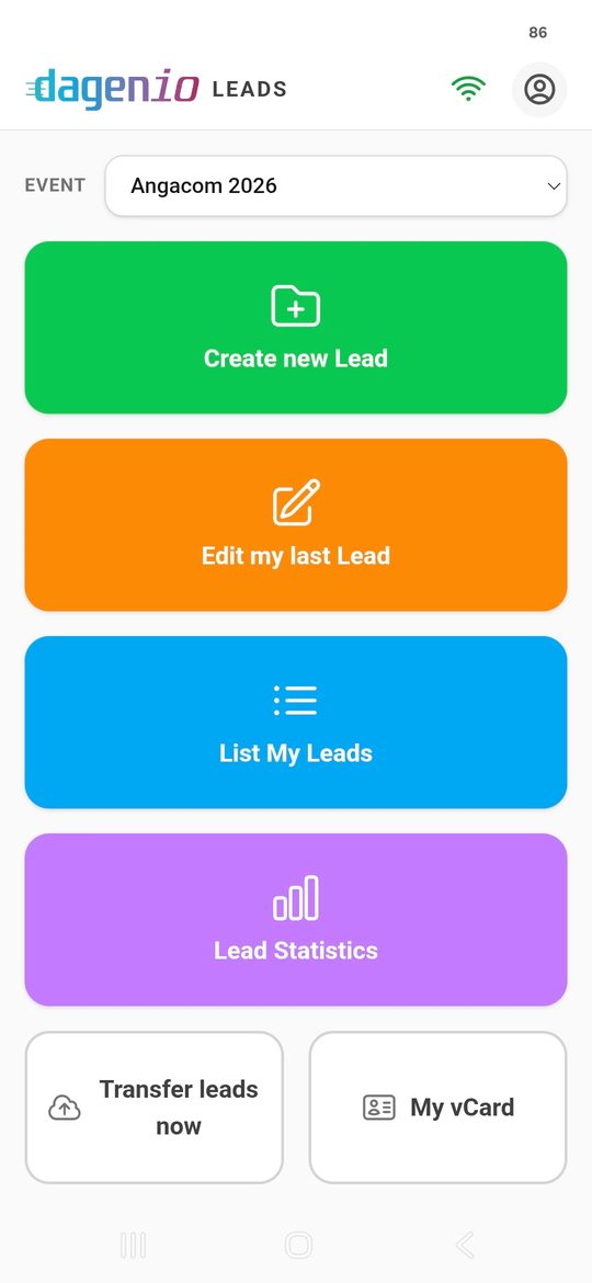 Dashboard der Dagenio LEADS App